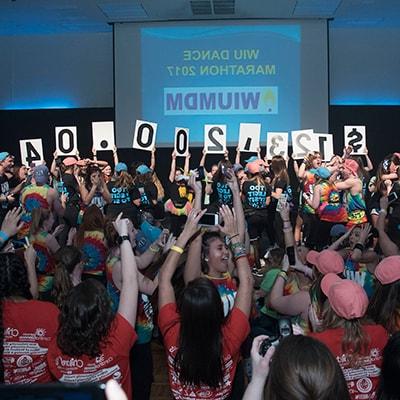 students at dance marathon raising funds for Children's Miracle Network Hospitals 